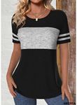 Kadın Kısa Kollu Bisiklet Yaka çift Renkli Viskon Bluz