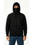 Samuray Ninja Çift Kapüşonlu ZIP Fermuarlı Kanguru Cepli Tam Fermuarlı Hoodie Sweatshirt - Siyah