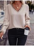 Kadın Uzun Kollu V Yakalı Aerobin Bluz