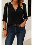 Kadın Uzun Kollu V Yakalı Ithal Krep Bluz