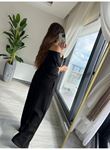 Kadın Uzun Kollu Tek Omuzdan Açık Modal Bluz Ve Pantolon Ikili Takım