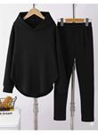 Kadın Uzun Kollu Kapşonlu Meloni Bluz Ve Pantolon Ikili Takım