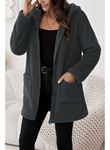 Kadın Uzun Kollu Kapşonlu önden Fermuarlı Cepli Welsoft Ceket