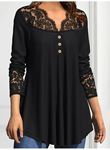 Kadın Uzun Kollu Dantel Detaylı Düğmeli Viskon Bluz