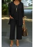 Kadın Uzun Kollu önü Açık Modal Ceket Kolsuz Viskon Iki Iplik Bluz Ve Pantolon üçlü Takım