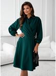 Kadın Uzun Kollu Hakim V Yakalı Yandan Toka Detaylı Ithal Mini Krep Elbise