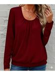 Kadın Uzun Kollu Yuvarlak Yakalı Viskon Bluz