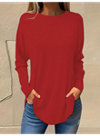 Kadın Uzun Kollu Yuvarlak Yaka Salaş Iki Iplik Bluz