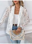 Kadın Uzun Kollu Yakalı önü Açık Dantelli Ceket