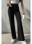 Kadın Yüksek Bel Nervurlu Ithal Krep Pantolon