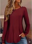 Kadın Uzun Kollu Yuvarlak Yaka Nervürlü Bluz