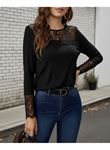 Kadın Uzun Kollu Bisiklet Yaka Dantel Detaylı Burgu Bluz