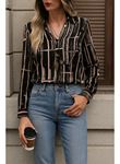 Kadın Uzun Kollu V Yakalı Desenli Dalgıç Bluz