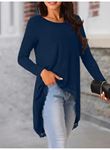 Kadın Uzun Kollu Bisiklet Yaka Asimetrik Kesim Detaylı Dantelli Viskon Bluz