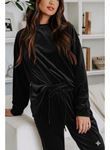 Kadın Uzun Kollu Yuvarlak Yakalı Kadife Bluz Ve Pantolon Takım