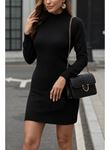 Kadın Uzun Kollu Balıkçı Yaka Triko Mini Boy Elbise