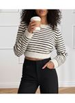 Kadın Uzun Kollu Balıkçı Yaka Crop Triko Bluz