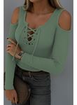 Kadın Omuzlardan Açık Uzun Kollu Bağcıklı Kaşkorse Bluz
