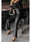 Kadın Yüksek Bel Paçaya Doğru Geniş Deri Pantolon