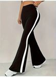 Kadın Yüksek Bel İspanyol Paçalı Yanlardan şerit Detaylı Dalgıç Tayt Pantolon