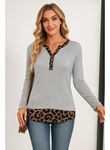 Kadın Uzun Kollu Yakadan Düğmeli Leopar Detaylı Kaşkorse Bluz