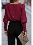 Kadın Uzun Kollu Yuvarlak Yakalı Düğmeli Ithal Krep Bluz