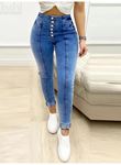 Kadın Yüksek Bel önden Düğmeli Jean Pantolon