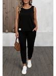 Kadın Askılı Yuvarlak Yaka Viskon Iki Iplik Bluz Ve Eşofman Altı Ikili Takım