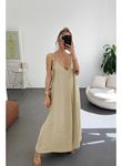 Kadın Ip Askılı V Yakalı Uzun Aerobin Elbise
