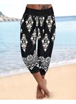 Kadın Beli Lastikli Etnik Desenli Kapri Süprem Pantolon