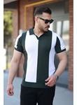 Erkek Kısa Kollu Polo Yakalı Blok Desenli Triko Tişört