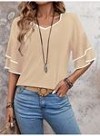 Kadın Kısa Kollu V Yakalı Viskon Bluz
