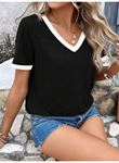 Kadın Kısa Kollu V Yakalı Viskon Bluz