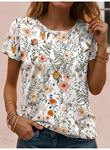Kadın Kısa Kollu Bisiklet Yaka çiçek Desenli Viskon Bluz