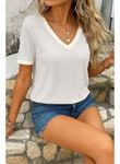 Kadın Kısa Kollu V Yakalı Viskon Bluz