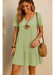Kadın Kısa Kollu V Yakalı Fırfırlı Bürümcük Elbise