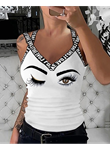 Kadın çapraz şeritli Göz Baskılı Viskon Bluz