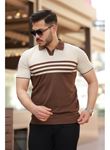Erkek çizgi Desenli Yakalı Kısa Kollu T-shirt