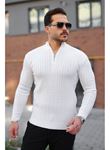 Erkek Örgü Desen Zip Yaka Triko
