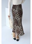 Midi Saten Etek - Leopar