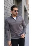Erkek Süet Yarım Fermuar Dik Yaka Sweat