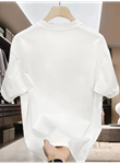 Baskılı Oversize Bisiklet Yaka T-shirt - Beyaz