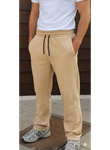 Erkek Üç Iplik Kışlık Pamuklu Ovarsize Bağcıklı Düz Paça Cepli Eşofman Altı Spor Rahat Model - Bej