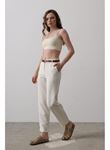 Kemerli Havuç Pantolon - Ekru
