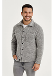 Erkek Pelüş Polar Hırka Gömlek – Yakalı, İlik Düğmeli, Göğüs Cepli, Yumuşak Dokulu Kışlık Regular Fit Rahat Günlük Model - Gri