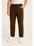 Erkek Keten Pantolon – Cepli, Beli Lastikli Ve Bağcıklı, Nefes Alan Rahat Kalıp, Yazlık Ve Baharlık Günlük Giyim, Şık - Konforlu Boru Paça Model - Kahverengi