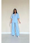 Mavi Önü Tek Düğmeli Ceket Pantolon Takım