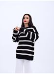 43111 TRİKO ÇİZGİLİ SALAŞ KAZAK-SİYAH-EKRU