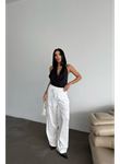 JAKAR SATEN PANTOLON - Beyaz