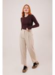 Kapama Cep Detaylı Krem Pantolon